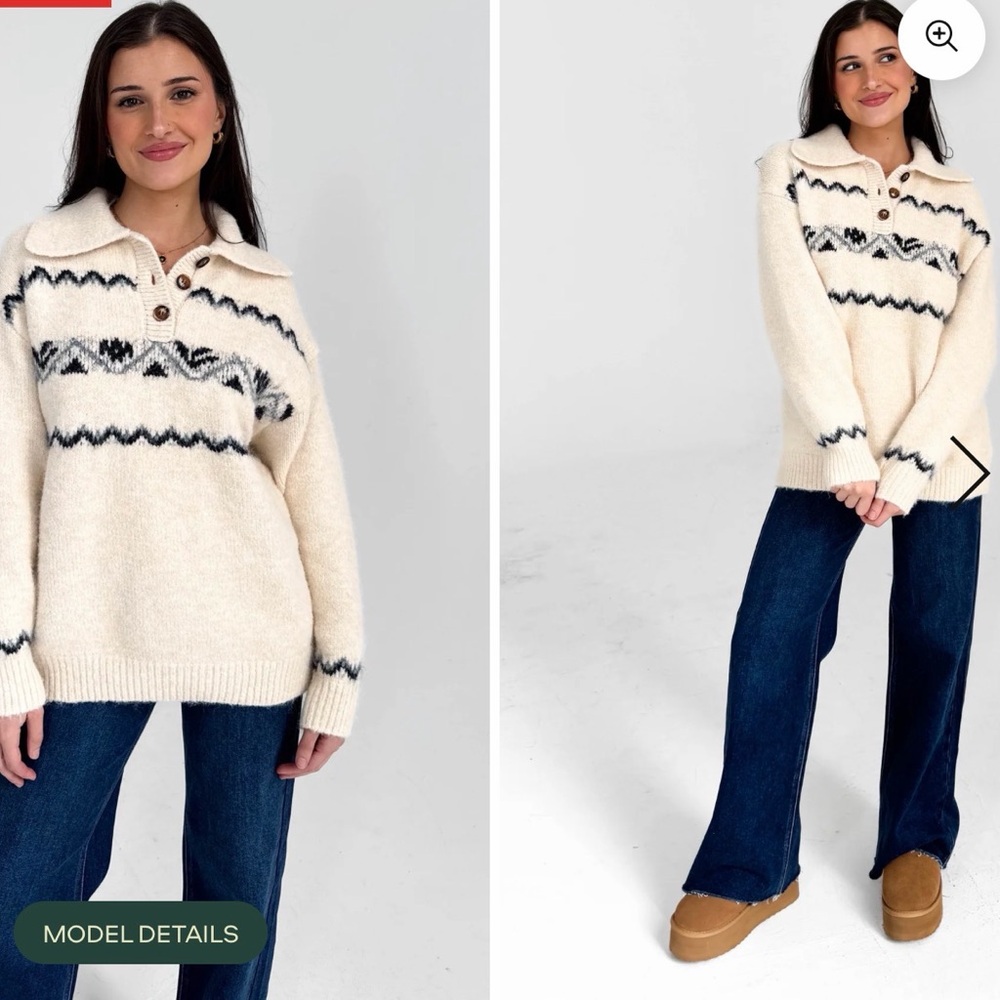 Grey Bandit - Quarter- Button Sweater M